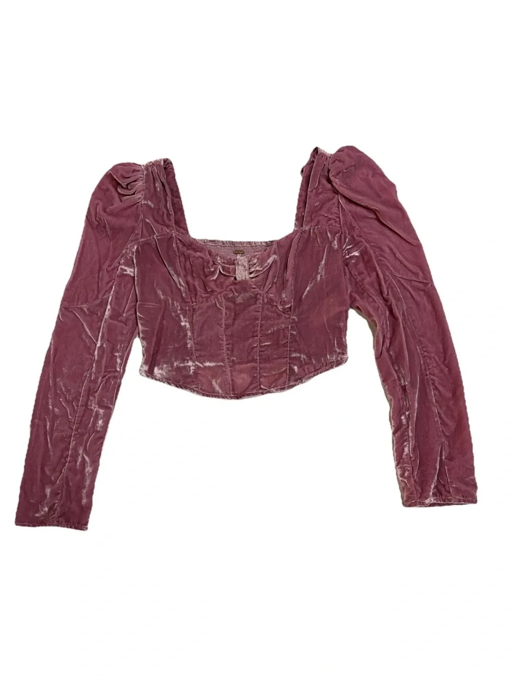 Free People Bridgette Velvet Corset Crop Long Sleeve Top